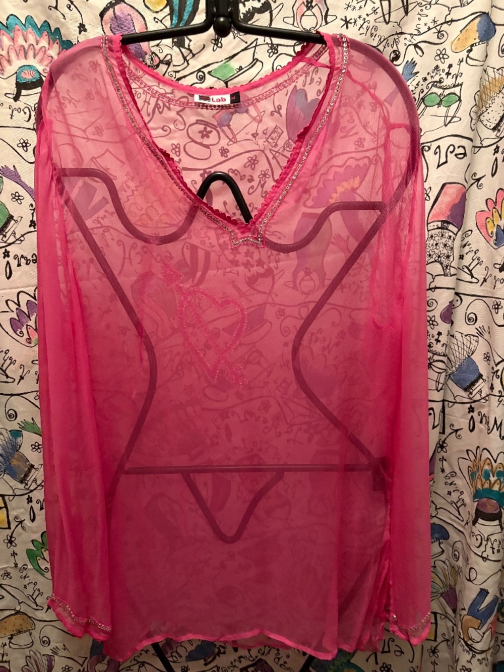 DS Lab sheer tunic with beaded heart ❤️ on back